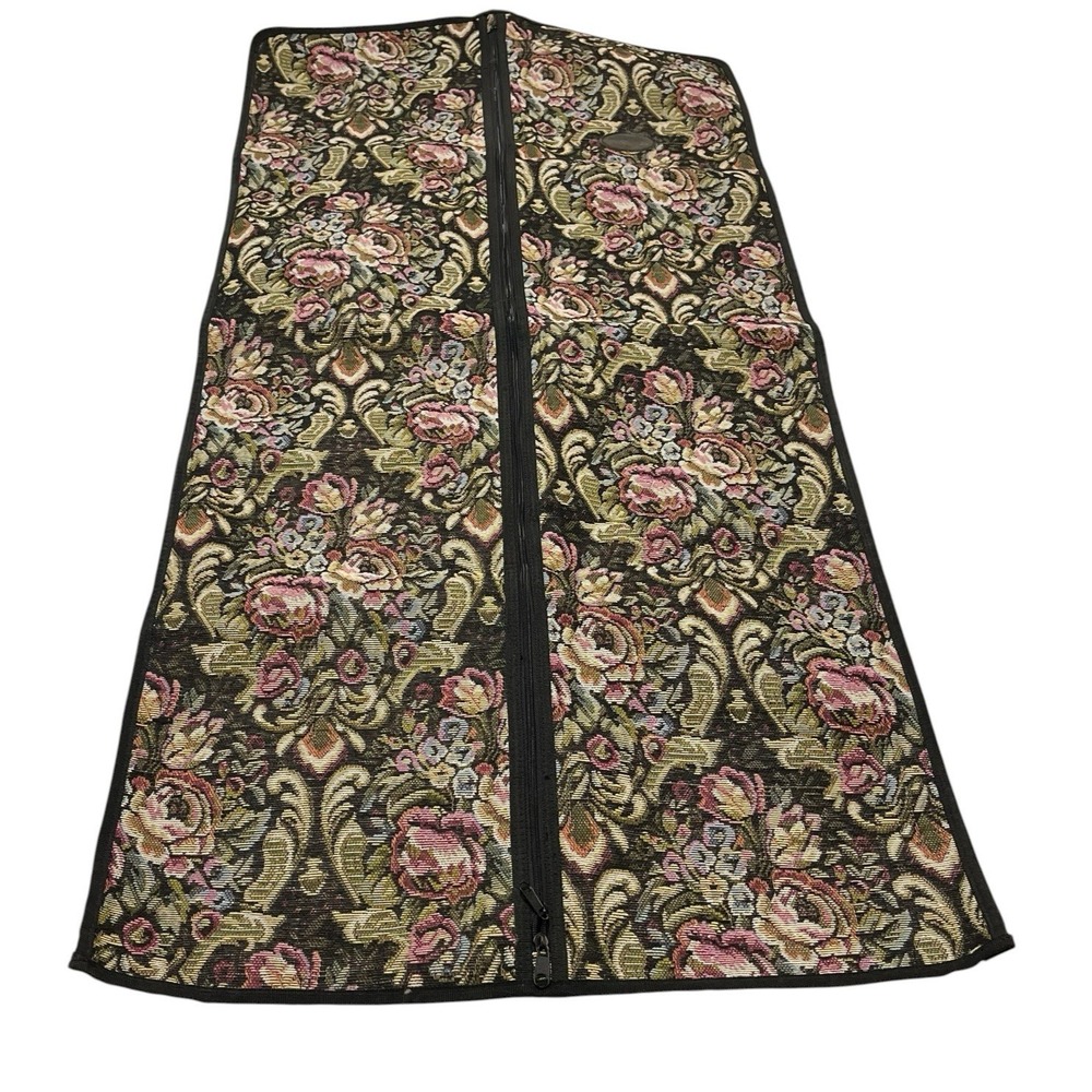 Dark Floral Tapestry Garmet Bag Zippered Suit Dress Cover Woven Travel Cover